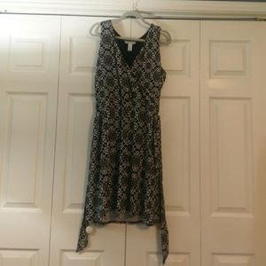 Black and White Faux Wrap Dress